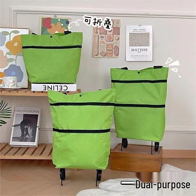 Foldable Portable Shopping Cart with Wheels: Lightweight, Backpackable Handcart and Household Trailer.