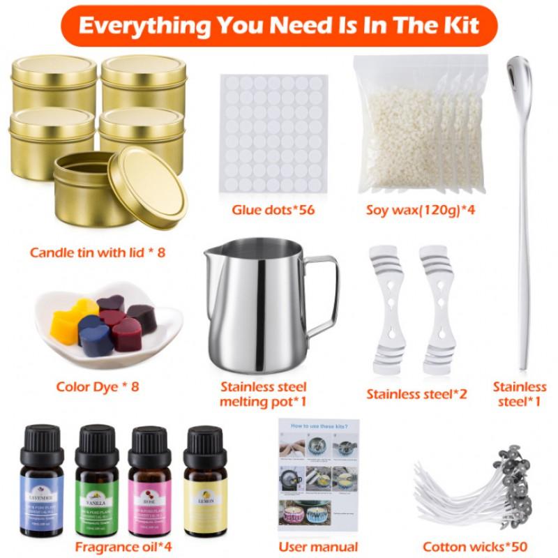 DIY Scented Candle Making Kit With Tin Container Beeswax Soy Wax Options Home Crafters