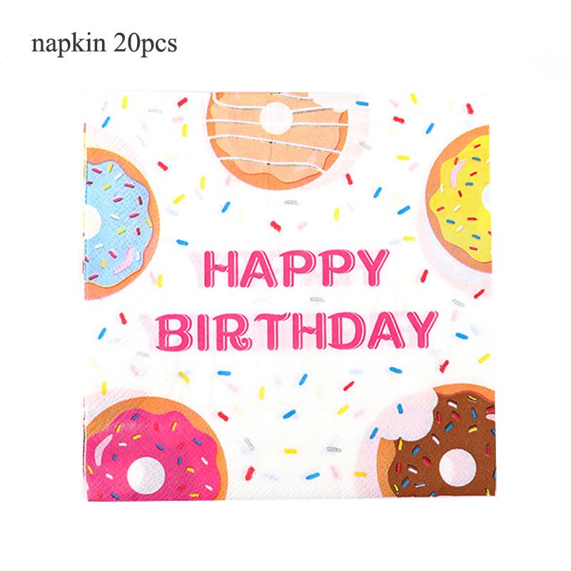 Donut Einweggeschirr Hochzeitsfeier Kindergeschenke Geburtstagsfeier Dekoration Pappteller Becher Luftballons Babyparty Zubehör
