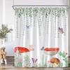 Butterfly Floral Shower Curtain Green Leaves Flowers Dragonfly Watercolour Plants Bath Curtains Polyester Fabric Bathroom Decor