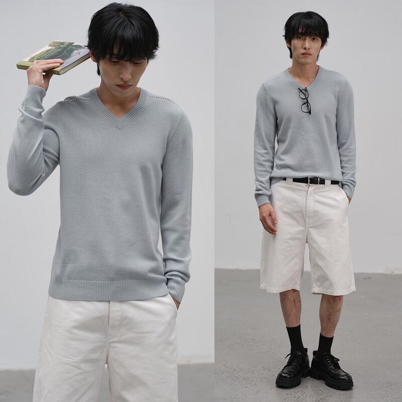 Sinuofude Men's V-Neck Wool & Cashmere Sweater