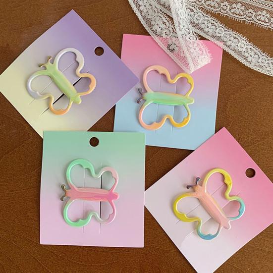 Hairpin Rounded Edges No Hair Damage Metal Clip Stable Grip Non-Slip Dreamy Gradient Butterfly Shape Portable Side Bangs Hair Clip