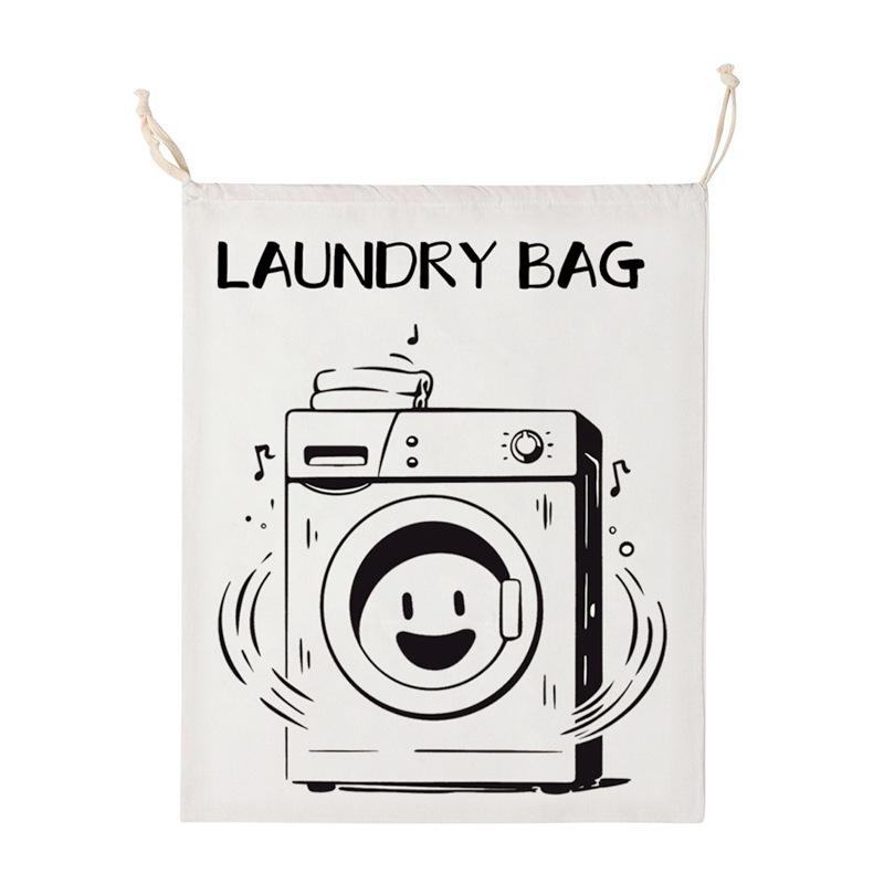 Custom Logo Cotton Drawstring Canvas Pouch - Clothes Storage Linen Bag