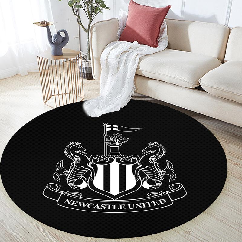 Newcastle United FC Round Area Rug,Carpet Rug for Living Room Bedroom Sofa Playroom Decor,Non-slip Floor Mat