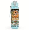 1PC Retro Beach Summer Vibes Poster 750ml Color Plastic Sports Water Bottle Leakproof Flip Straw Lid Suitable for Sports Office Home Use