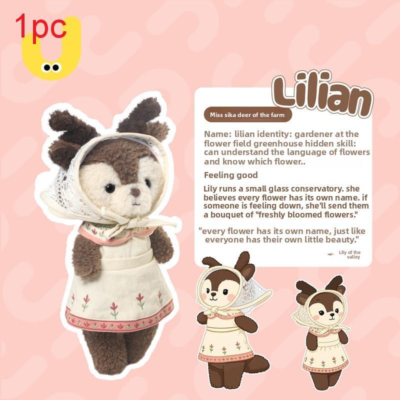 Short Plush Farm Series Stuffed Doll Bear Deer Sheep Cow Squirrel Animal Plush Toy For Gift Decor