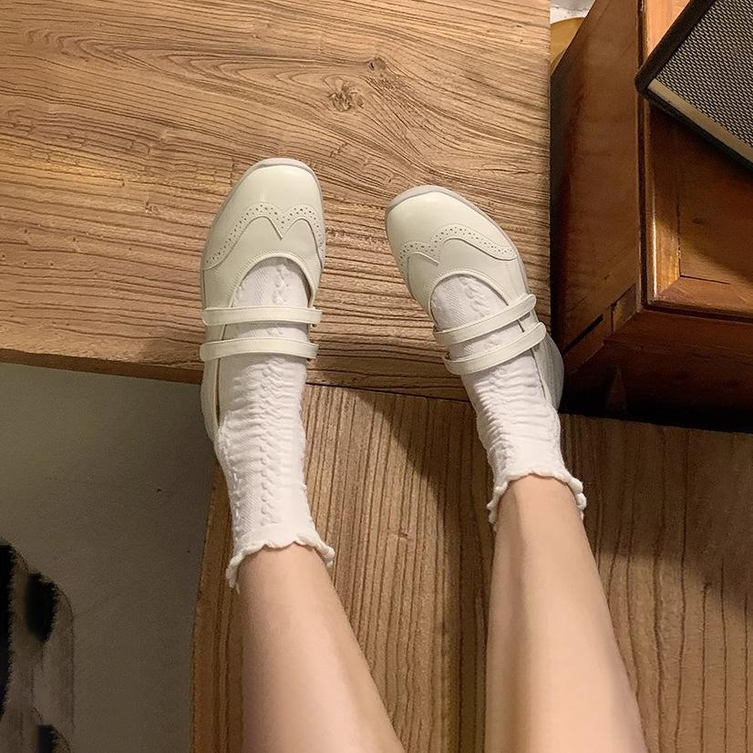 Retro Silver Sports Ballet Mary Jane Women's Shoes 2025 New Platform Casual Versatile Flat Velcro Single Shoes