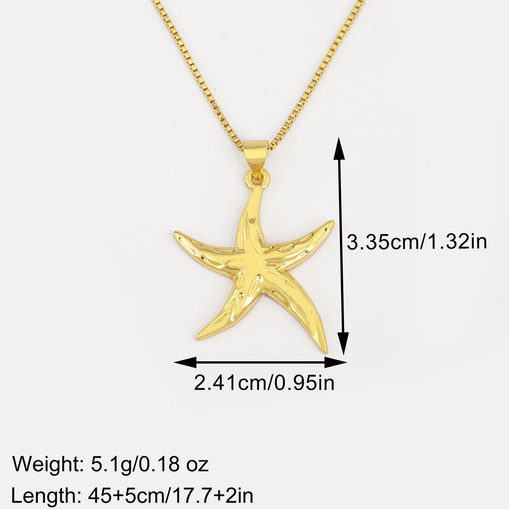Nidin Classic New Design Starfish/Shell Shape Copper Charm Pendant Necklace For Women Men Simple Style Clavicle Chain Jewelry