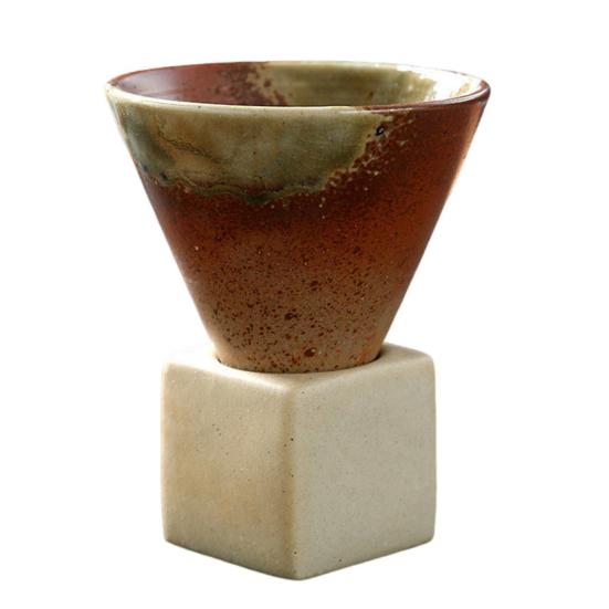 Conical Coffee Cup Japanese Style Retro Ceramic Coffee Cup Rough Pottery Tea Cup Latte Cup for Home Office