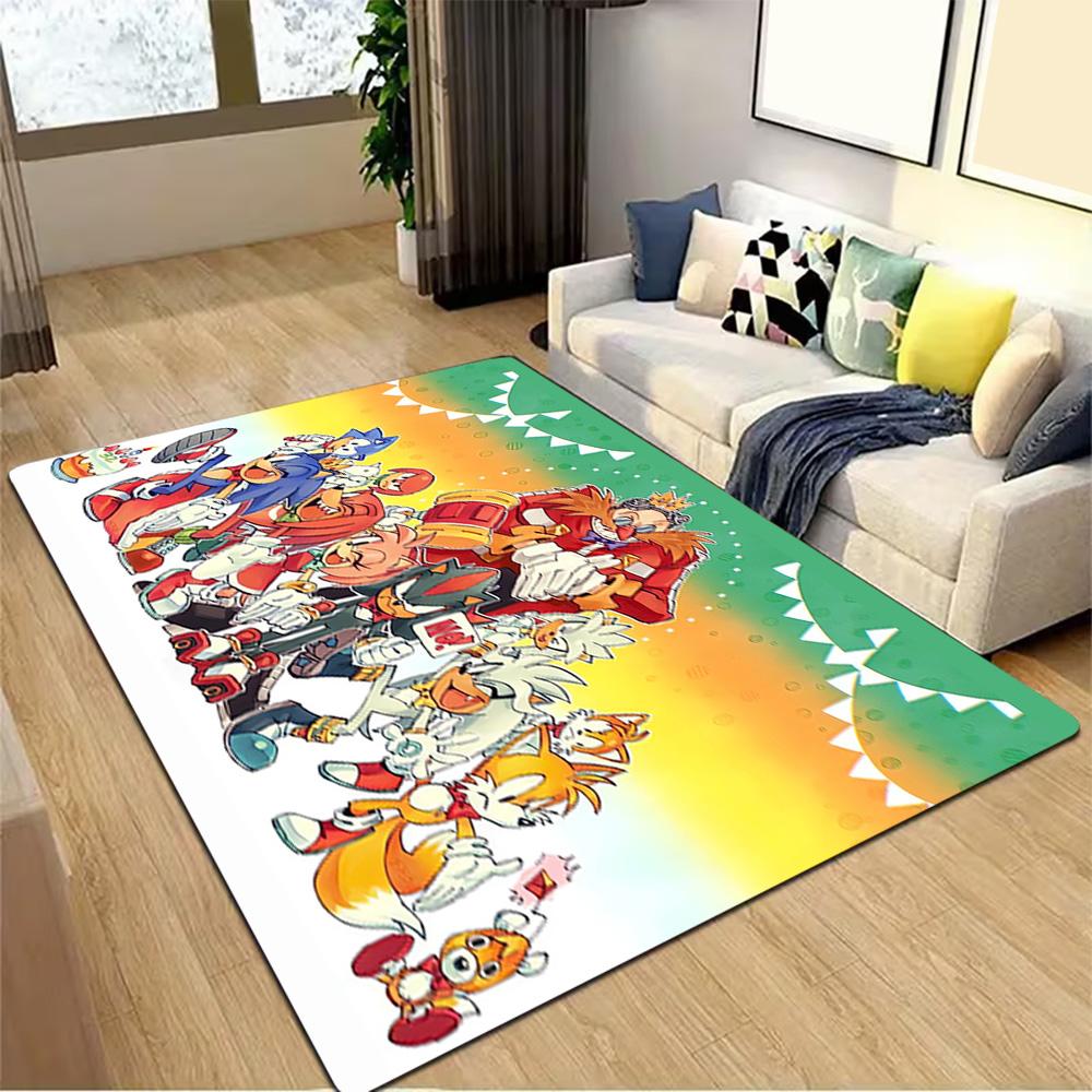 Sonic The Hedgehog Figures Set Decoration,Carpet,Living Room,Bedroom, Non-slip,Square rug