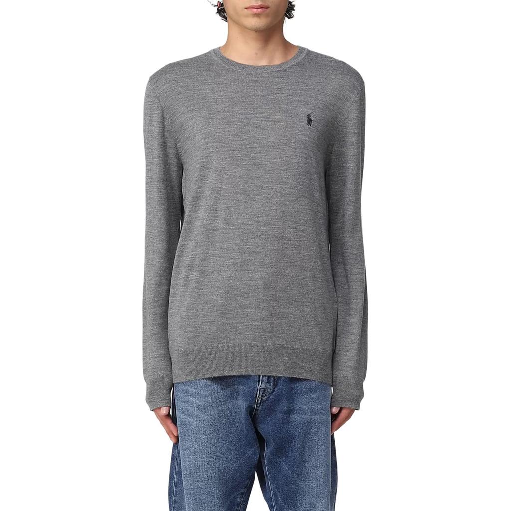 Polo Ralph Lauren FW22 Solid Logo Embroidered Crew Neck Sweater Men sweater Gray 710876846-006