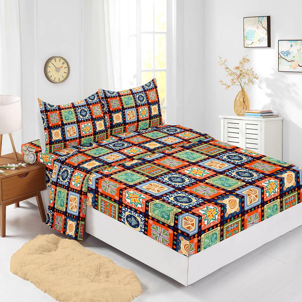Four-Piece Mattress Digital Printing Mattress Protective Cover Bedding Bohemian