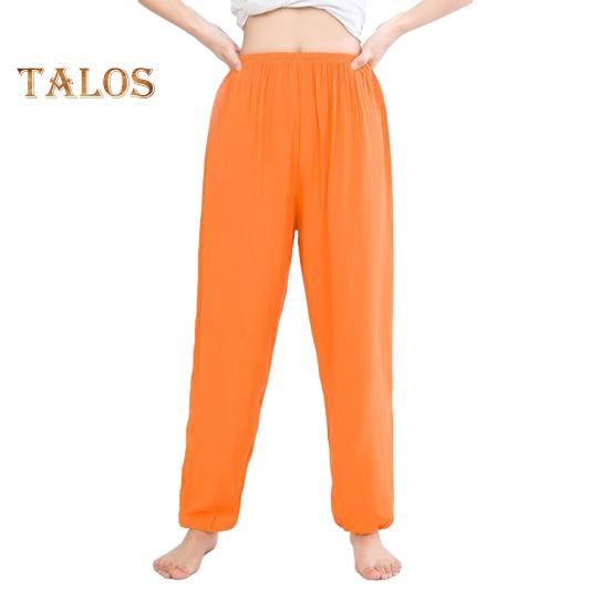 Unisex Bloomers Mid-rise Elastic Waist Casual Loose Leg Pants Solid Color Sporty Style Lightweight Trousers Versatile Wear