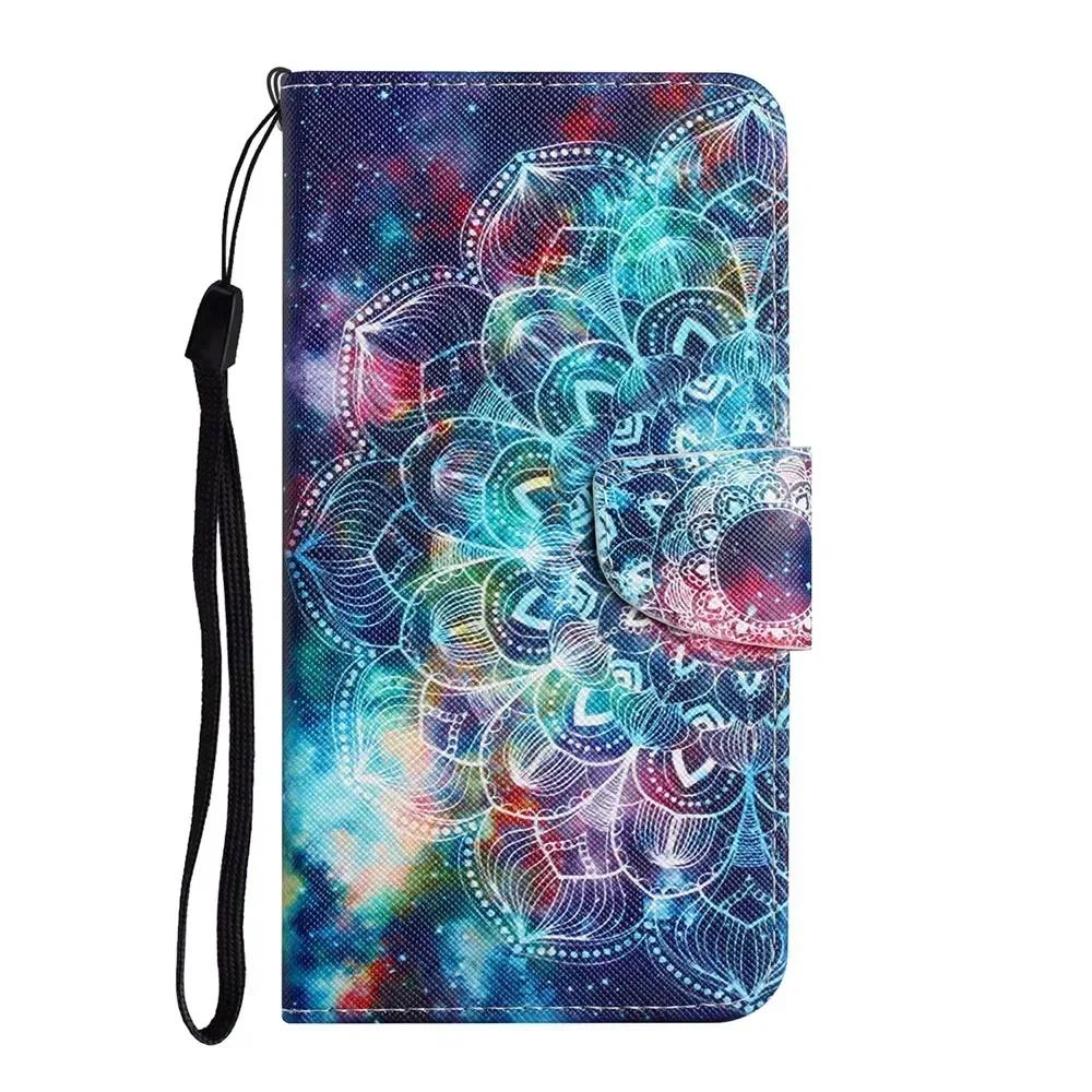 Leather Flip Phone Case For Samung Galaxy A10S A20S A20E A20 A30 A21S A22 A23 A24 A25 Flower Painted Wallet Card Holder Cover