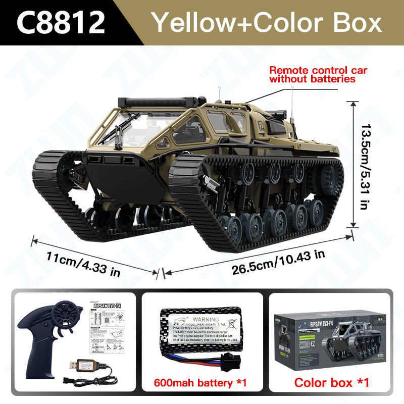C8812/ C8812 MAX LED Light Full Scale Tracked Tank Simulation Model Toy RC Car Drift Remote Control Off-Road Vehicle for Kids