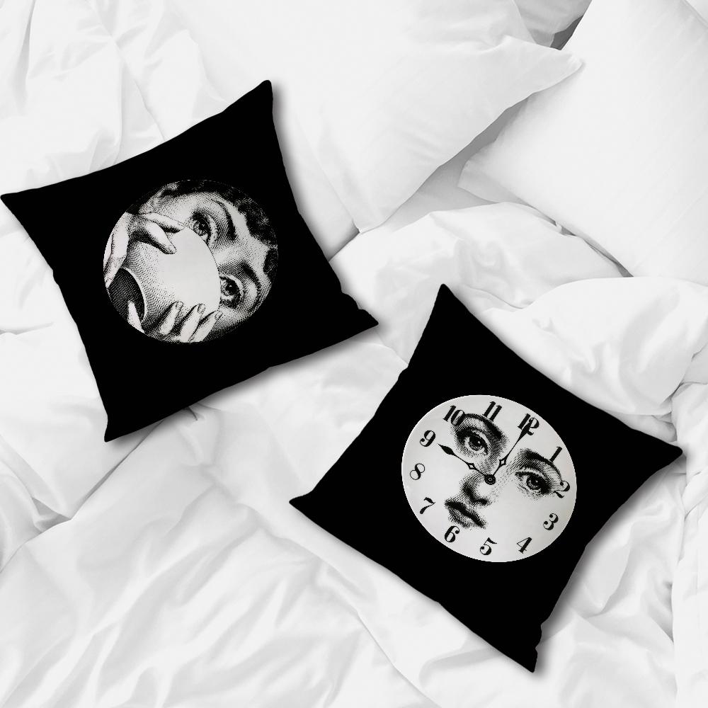 Art P-Piero Fornasetti Funny Girl Cushion Cover Pillow Case Square Cushion Room Bedroom Headboard Sofa Living Backrest Nap Time