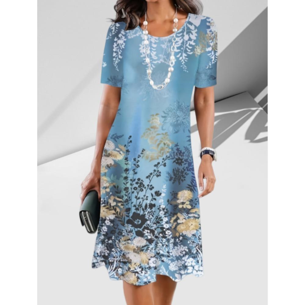 

Short-sleeved tie-dye fashion women s mini dress with round neck and 3D gradient print, a streetwear style dress. XL