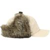 Moz Flight Cap with Ear Flaps, Men's and Women's Pilot Hat, Corduroy with Logo and Fur, Perfect for Fall and Winter, Ivory and Off-White