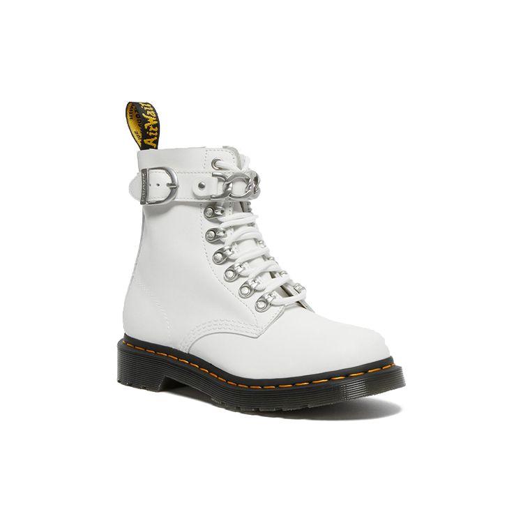 Dr. Martens 1460 Leather Metal Buckle Elastic Short Boots Women Boots White 27266100