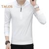 Vår Høst Skjorte Herre Langermet Halv Glidelås Slim Fit Stand Krage Pure Farge Mid Length Pullover Daglig slitasje Business Office Topp