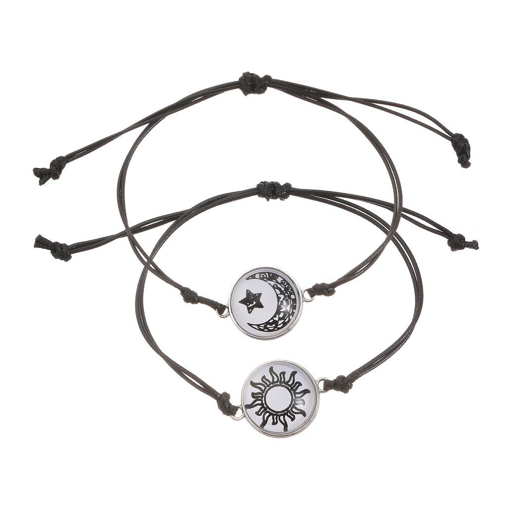 No Ip Handcrafted Metal Couple Bracelet With Glowinthedark Sun And Moon For Romantic Gift