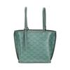 MCM Green Monogram Canvas Tote Bag with Leather Accents & Signature Logo Charm for Daily & Travel Use