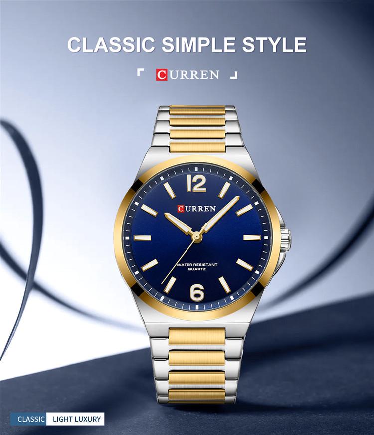 CURREN 8493 Men's Waterproof Stainless Steel Casual Quartz Business Wristwatch