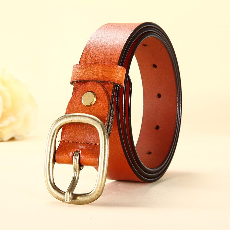 Womens Leather Belt Simple Classic Cowhide Fashion Korean Style For Casual Jeans Wear