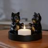 Creative Cartoon Cat Candle Holder Ring-Shaped Decorative Candle Stand Cute Black Kitten Ornament Office