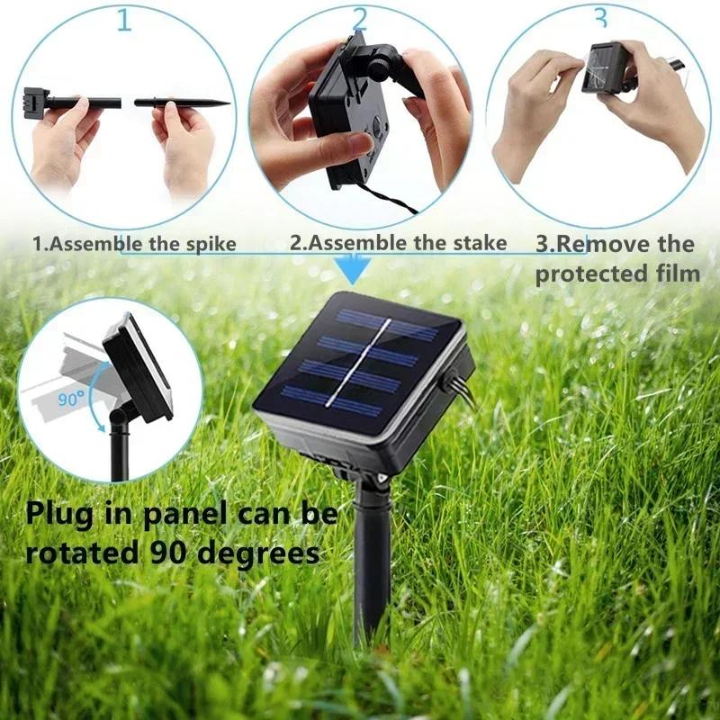 Colorful Dragonfly Solar String Lights Outdoor Waterproof Dragonfly Lights Festival Night Lamp Patio Garden Wedding Decoration