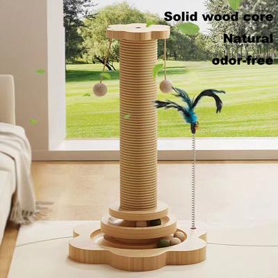 Yousheng Kedi Tırmalama Direği Top ve Tüy Oyuncaklı Kedi Ağacı Tırmalama Direği İç Mekan Kedileri İçin Etkileşimli Top Pisti Tırmalama Direği