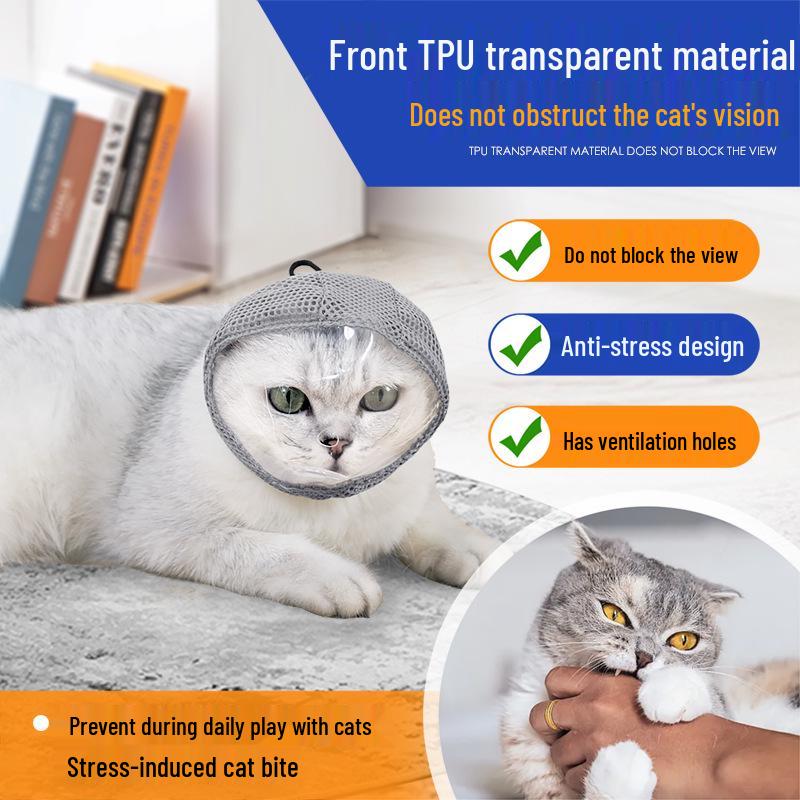 2024 Breathable Cat Mask: Anti-Lick, Anti-Scratch, Anti-Eating, Clear Vision Cat Head Cover