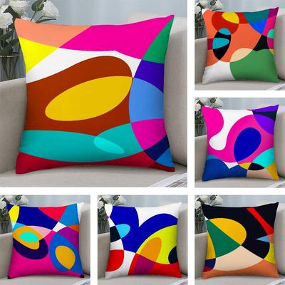 Abstract Curve Colors Pillow Case Plush Fabric Soft Double Sided Print Home Sofa High Quality Cushion Cover Throw