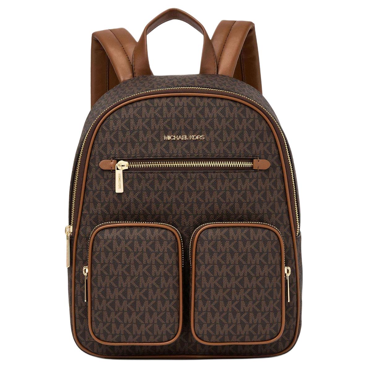 

Michael Kors MK Jet Set Item Monogram Zip Closure Backpack Women backpack Brown 35T4GTTB6B-BROWN Basic Set (Bag+Dust Bag)