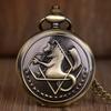 10pcs/lot Vintage Full Metal Alchemist Quartz Pocket Watches Necklace Pendant Clock Chain Gifts for Men Women