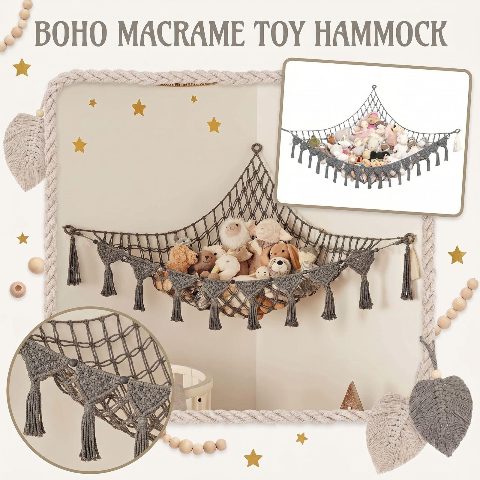 

English: Handmade Woven Cotton Rope Toy Plush Toy Storage Net Corner Organizer one size