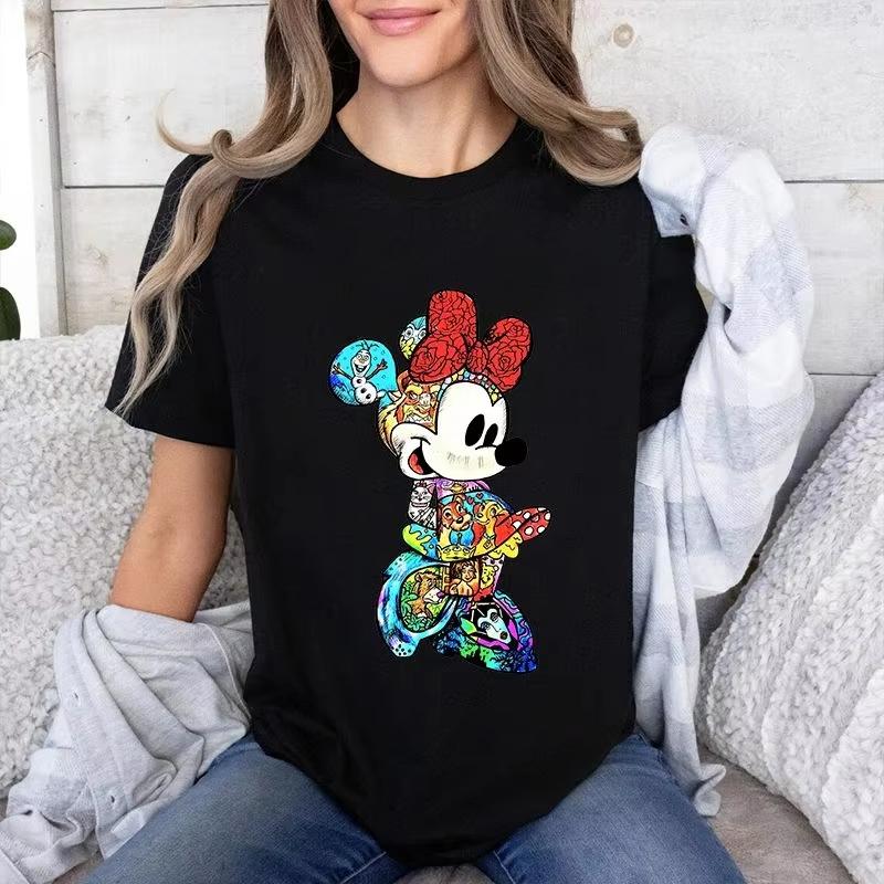 

2025 Summer Disney Journey Mickey Mouse Printed for Mom Dad Children 100% Pure Cotton Printed T-shirt Family Matching Casual Top S