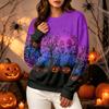 Women's Casual Long Sleeve Halloween Print Crewneck Sweatshirt
