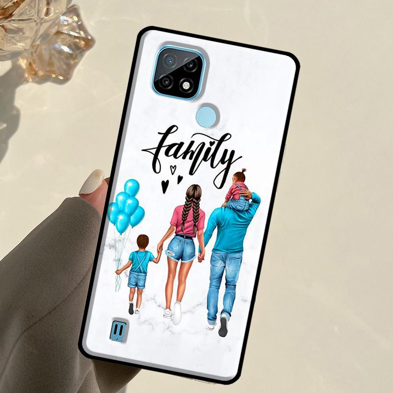 Baby Mother Brown Girl Family For Realme GT 7 Pro GT 6T 6 5 C67 C61 C55 C53 C51 C21Y C25S C75 10 11 12 13 14 Pro Plus Case