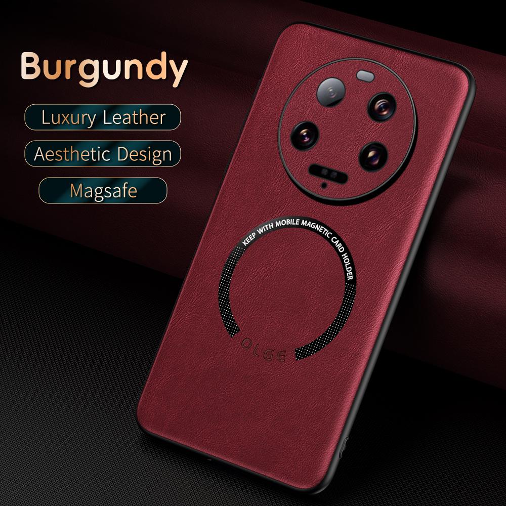 

Роскошный кожаный магнитный чехол Magsafe для Xiaomi 14 13 12S 11 13T 5G автомобильный чехол силиконовый противоударный полный защитный чехол Xiaomi 11 кларет