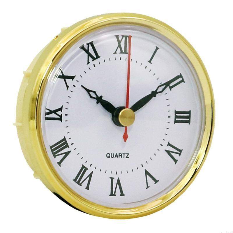 62KD Clock Movement 80mm Round Numeral Clock Insert with Gold Trim Home Decor for DIY Crafts Accessories