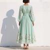 New Style Snow Flake Spring Long Sleeve Ruffled Dress for Women