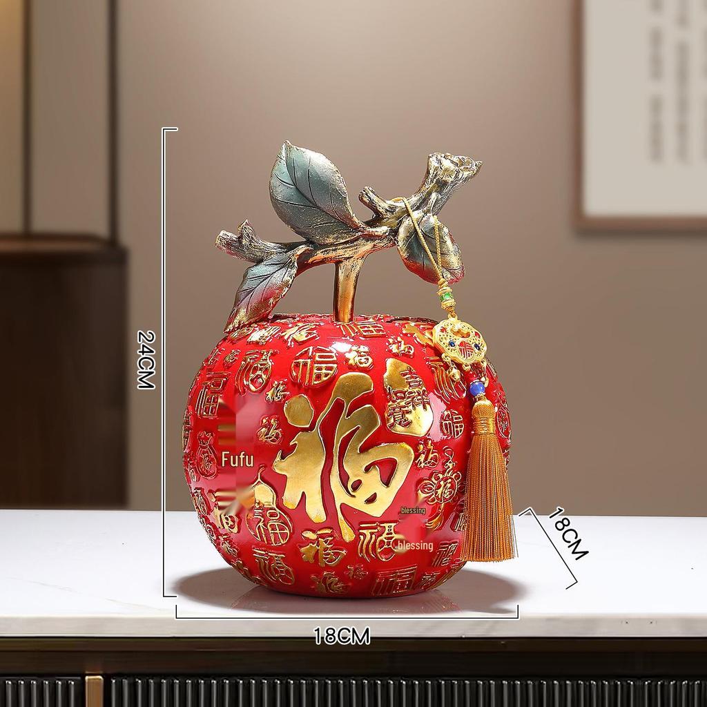 Luxury Persimmon Ruyi Gourd Apple Ornament for Living Room or Gift