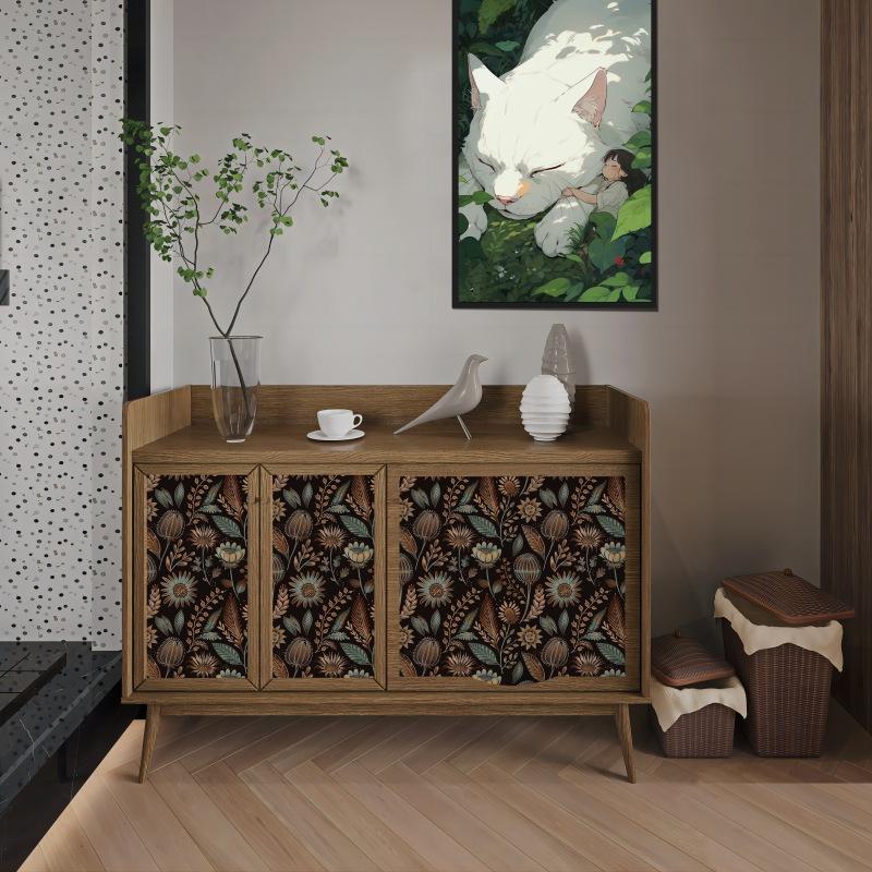 Boho Wallpaper Peel and Stick Dark Floral Contact Paper Waterproof Self-Adhesive Vintage Daisy Wall Paper for Bedroom Walls