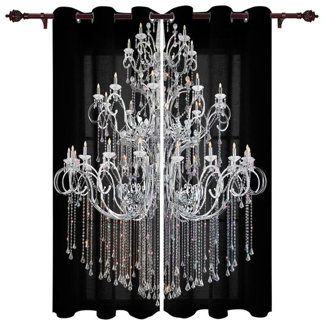 Black And White Chandelier Curtains for Bedroom Kids Room Living Room Window Curtain Luxury Curtains for Kitchen