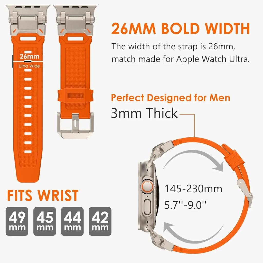 Watchband Rubber Strap for Apple Watch Band Ultra 2 1 49mm 45mm 44mm 42mm Soft Silicone Bracelet for IWatch Series 9 8 7 6 SE 5 4 Correa
