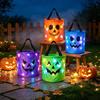 Colorful Halloween Event Supplies LED Light Up Bucket, Glow in The Dark Trick or Treat Candy Reusable Holiday Storage Buckets Bag with Handle, Lighted