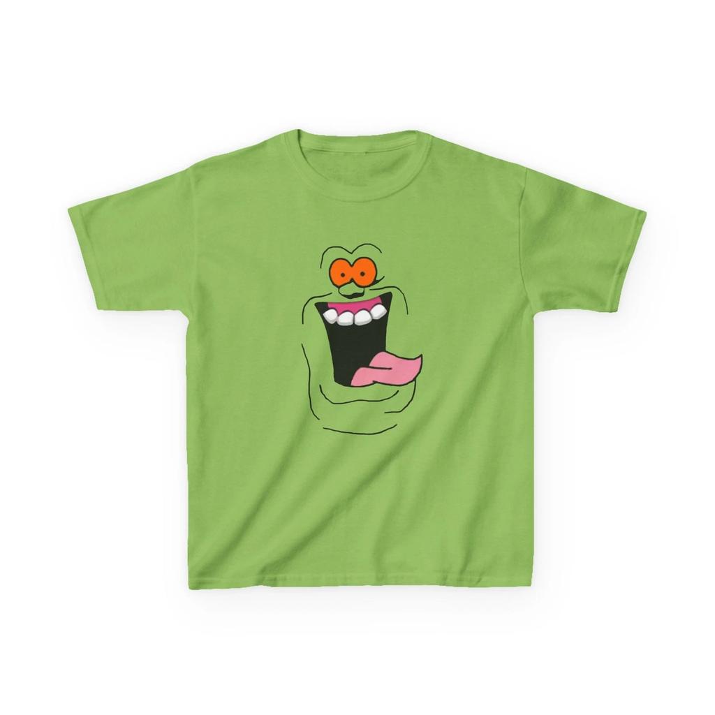 Slimer Face *YOUTH* Ghostbusters Tshirt, Funny Green Ghost Kids Tee