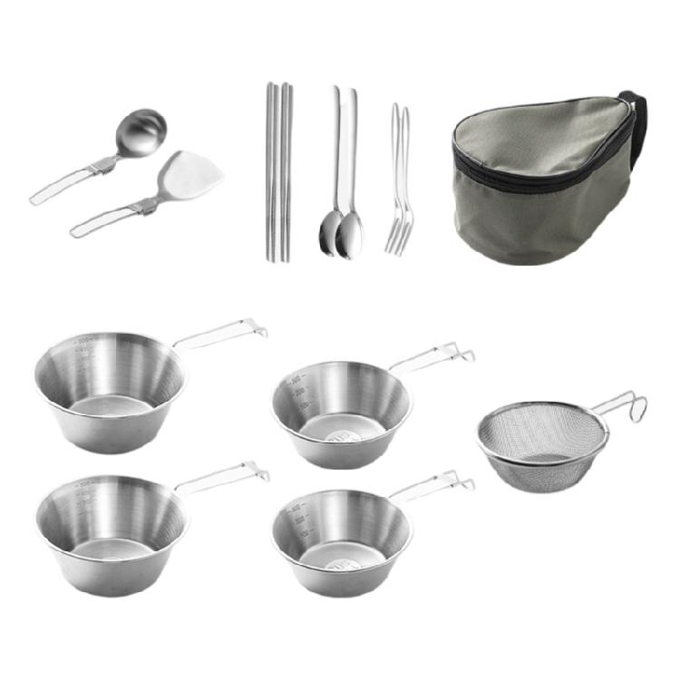 Stainless Steels Cups Plates Forks Spoons Camping Cutlery Set Outdoor Cooking Tableware with Plates Bowls Easy to Use