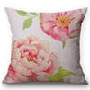 Flower Pattern Cotton Linen Cushion Cover Vintage Watercolor Flowers Decorative Pillowcase Waist Throw Pillow Cover Cojines